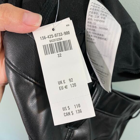 Abercrombie & Fitch Black Vegan Leather High Rise Skinny Pants Size 14 NWT - Picture 6 of 7